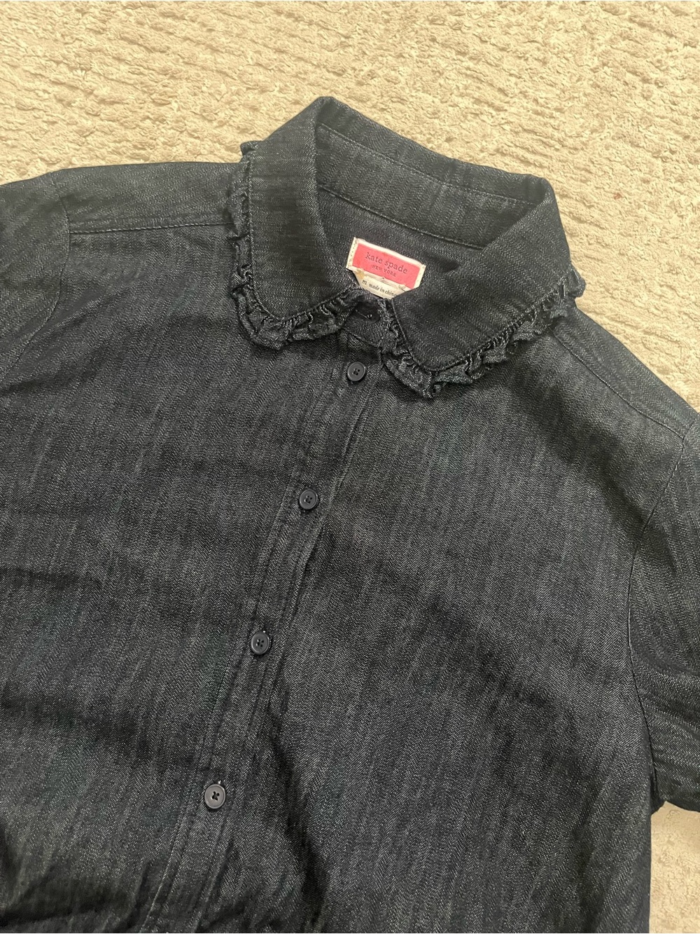 Kate Spade Ruffled Neck Button Down Shirt
